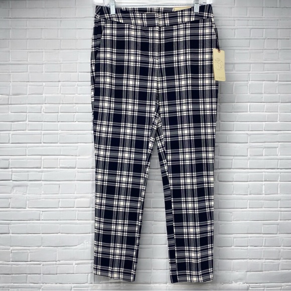 NWT Eliane Rose Plaid Navy White Classic Fit Pant Sz 10 - Picture 2 of 16